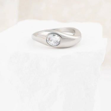 Wholesale jewelry 18K Gold PVD Stainless Steel Cross over Stone Ring- stainless studio 