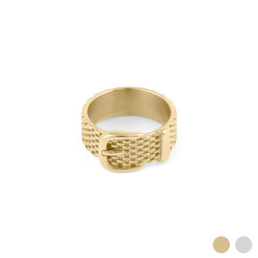 Wholesale jewelry 18K Gold PVD Stainless Steel Buckle Ring - gold main 