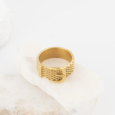 Wholesale jewelry 18K Gold PVD Stainless Steel Buckle Ring - gold studio 