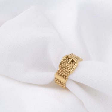Wholesale jewelry 18K Gold PVD Stainless Steel Buckle Ring - gold studio