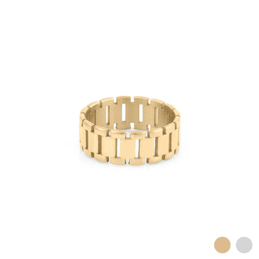 Wholesale jewelry 18K Gold PVD Stainless Steel Baguette Style Ring - gold main 
