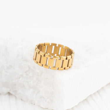 Wholesale jewelry 18K Gold PVD Stainless Steel Baguette Style Ring - gold studio 
