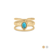 18K Gold PVD Stainless Steel Size 9 Turquoise Stone Ring- gold main 