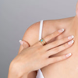 18K Gold PVD Stainless Steel Size 9 Turquoise Stone Ring- gold model 