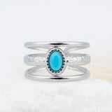 18K Gold PVD Stainless Steel Size 9 Turquoise Stone Ring- silver studio 