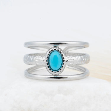 18K Gold PVD Stainless Steel Size 9 Turquoise Stone Ring- silver studio 