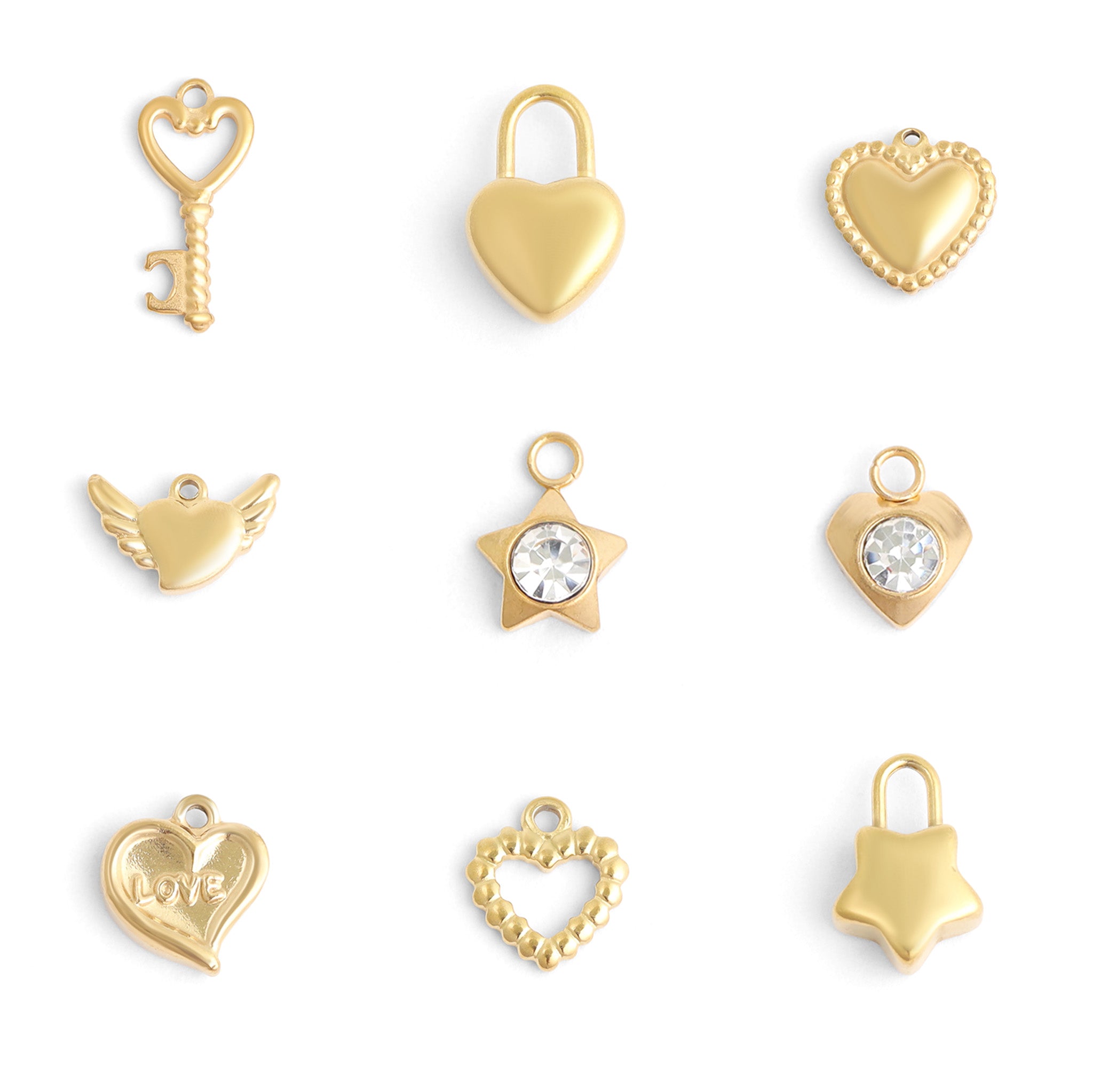 18K Gold PVD Stainless Steel Love & Friendship Charms / BND0050