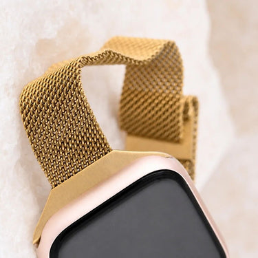 Wholesale jewelry 18K Gold PVD Stainless Steel Mesh Adjustable Smartwatch Band - gold studio 