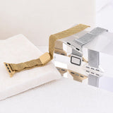 Wholesale jewelry 18K Gold PVD Stainless Steel Mesh Adjustable Smartwatch Band - gold and stainless studio 