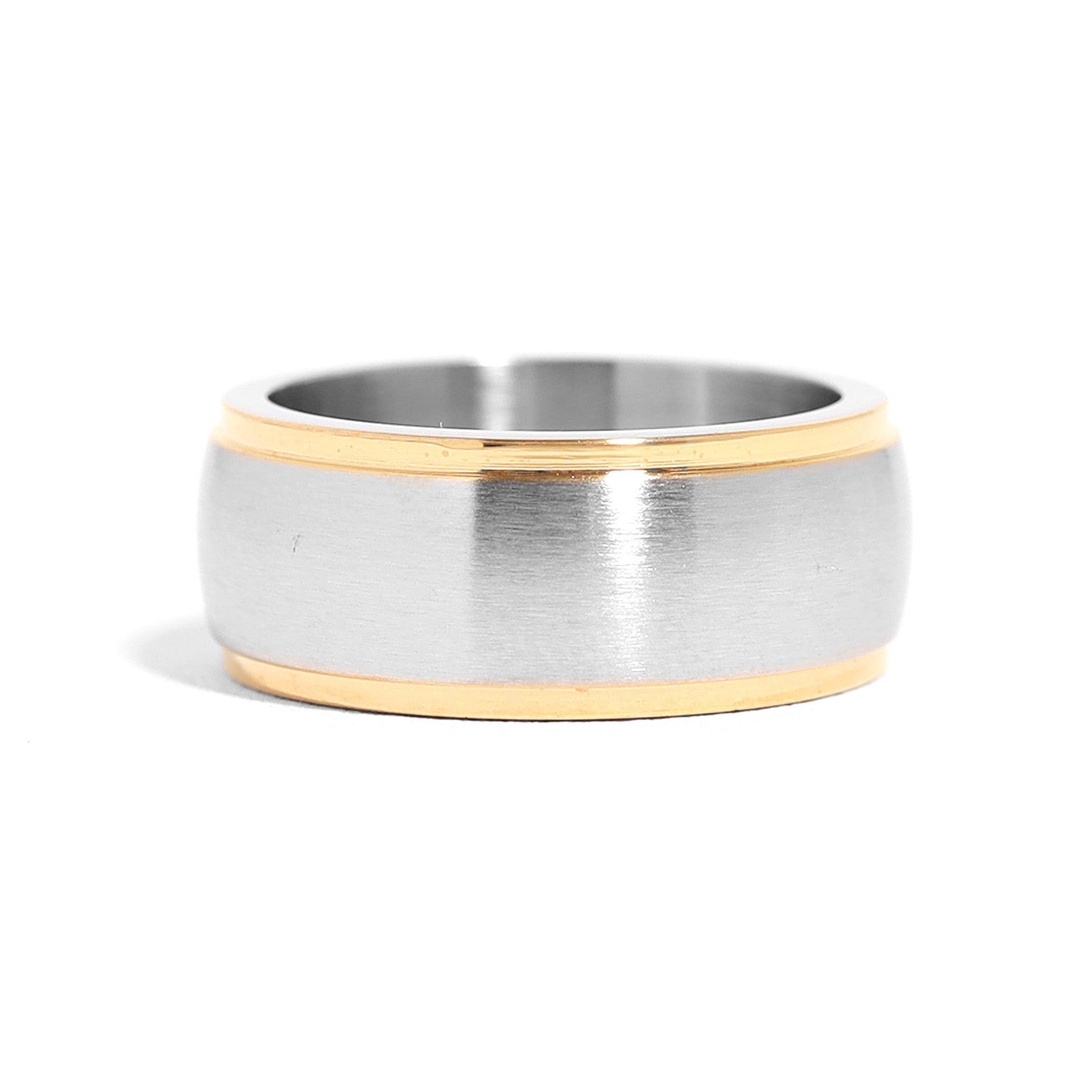 Stainless Steel Brushed Center Gold Trim Magnetic Ring / MCF2003