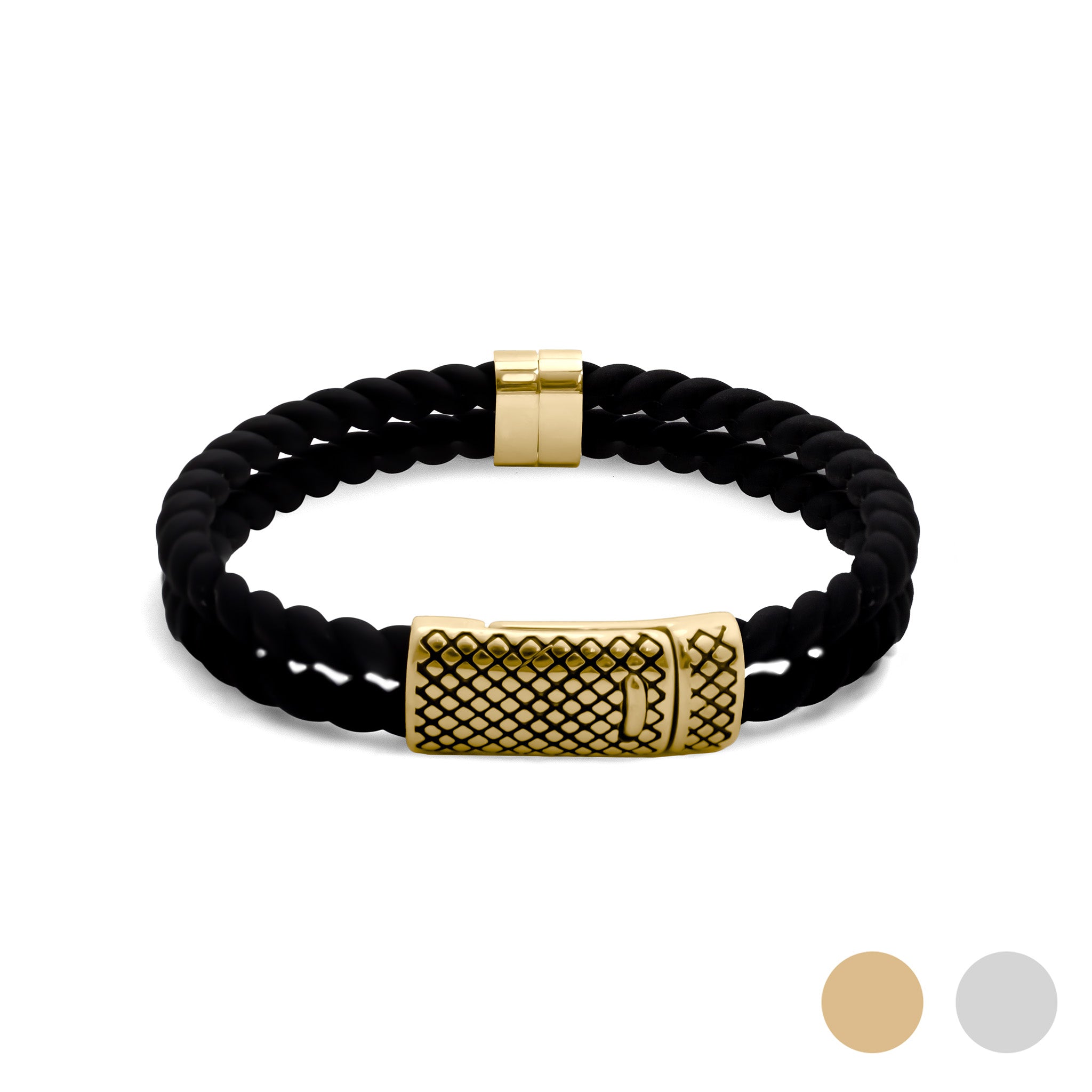 Mens Rubber Metal Clasp Bracelet