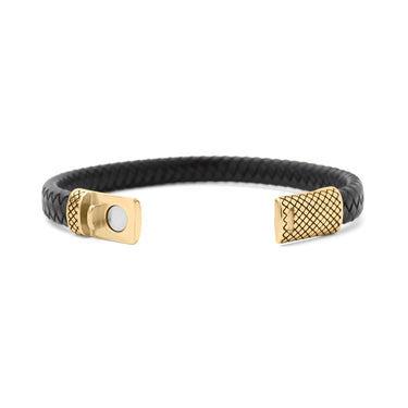 Mens Leather Metal Clasp Bracelet