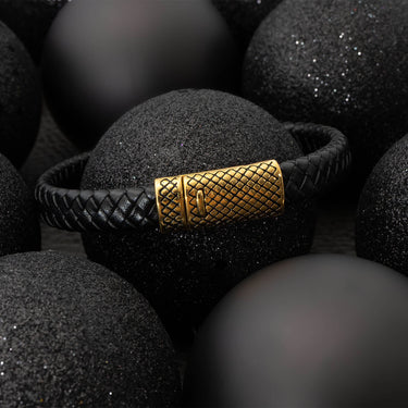 Mens Leather Metal Clasp Bracelet