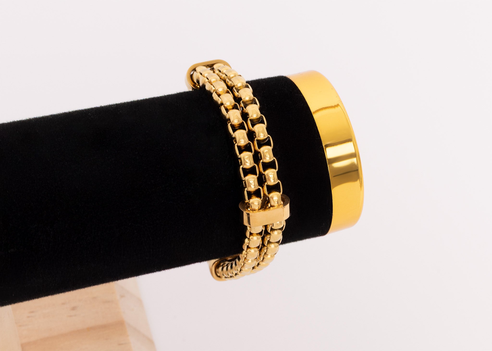 Double Chain Metal Clasp Bracelet