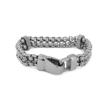 Double Chain Metal Clasp Bracelet