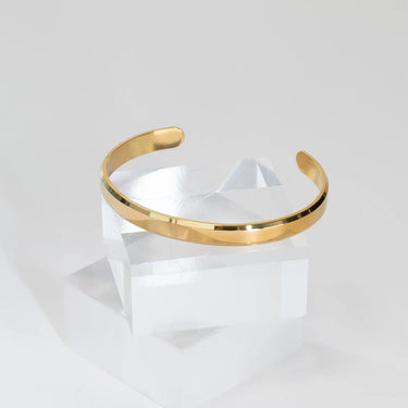 18K Gold PVD Mens Metal Cuff Bracelet - gold studio
