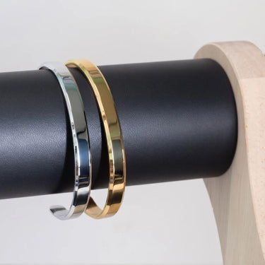 18K Gold PVD Mens Metal Cuff Bracelet - gold and silver studio