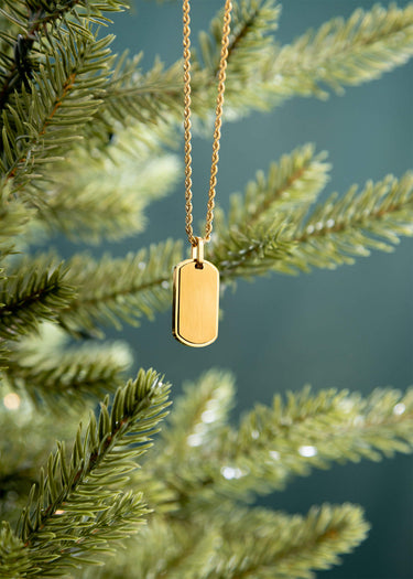 Mens Brushed Gold Dog Tag