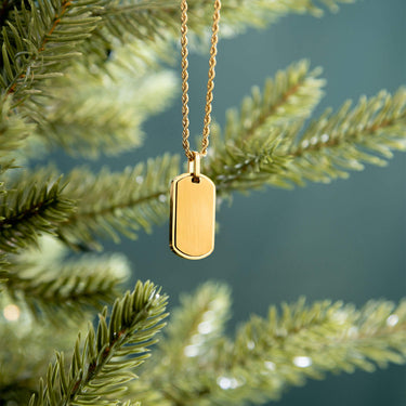 Mens Brushed Gold Dog Tag