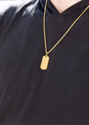 Mens Brushed Gold Dog Tag