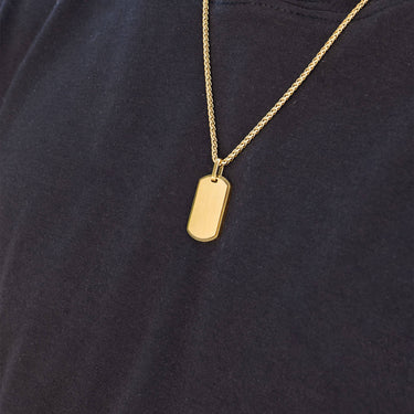 Mens Brushed Gold Dog Tag