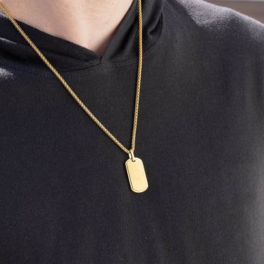 Mens Brushed Gold Dog Tag