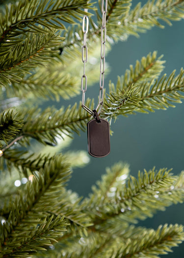 Mens Brushed Matte Black Dog Tag