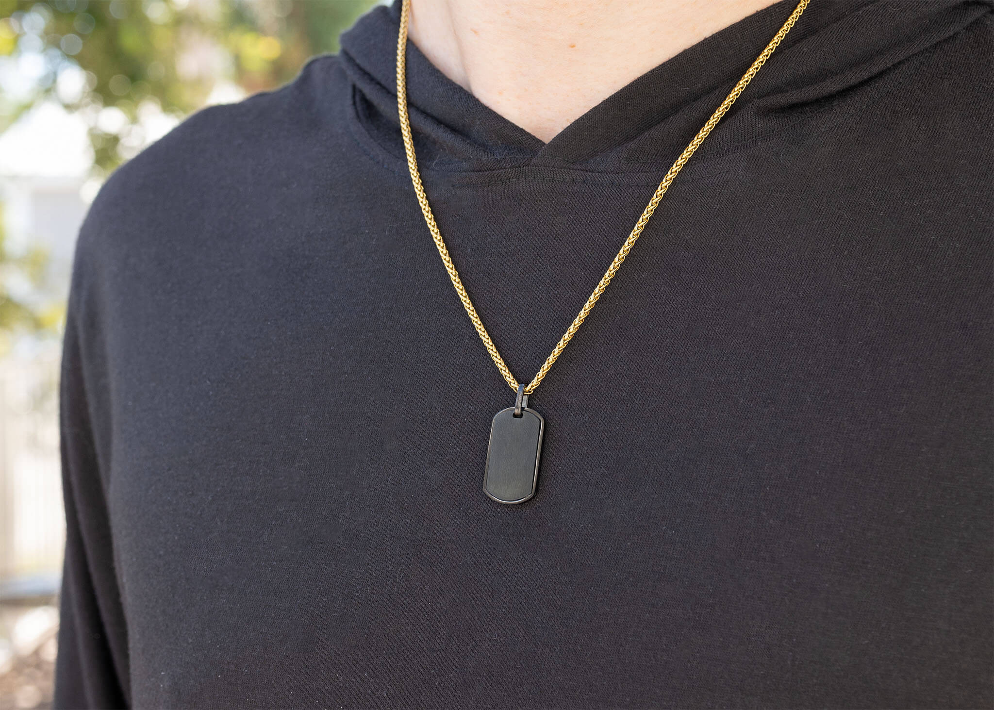Mens Brushed Matte Black Dog Tag