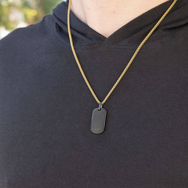 Mens Brushed Matte Black Dog Tag