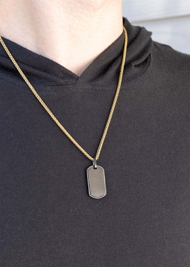 Mens Brushed Matte Black Dog Tag