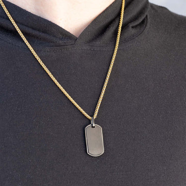 Mens Brushed Matte Black Dog Tag