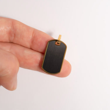Mens Brushed Matte Black and Gold Dog Tag