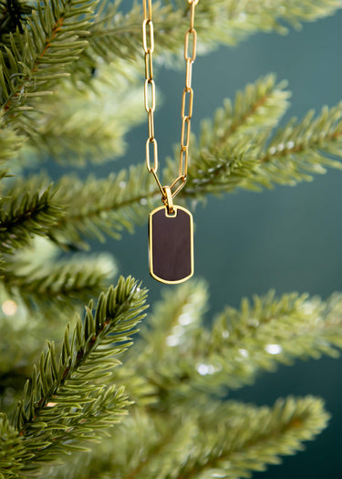Mens Brushed Matte Black and Gold Dog Tag