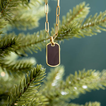Mens Brushed Matte Black and Gold Dog Tag