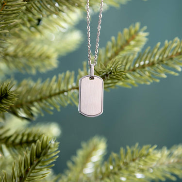 Mens Brushed Stainless Steel Dog Tag