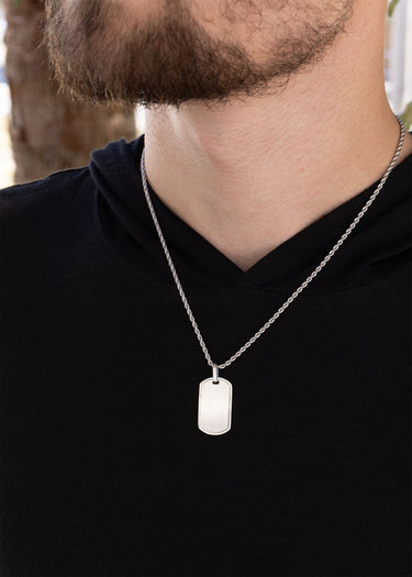 Mens Brushed Stainless Steel Dog Tag
