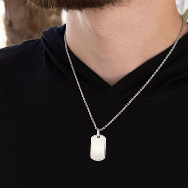 Mens Brushed Stainless Steel Dog Tag
