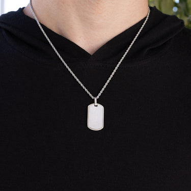 Mens Brushed Stainless Steel Dog Tag