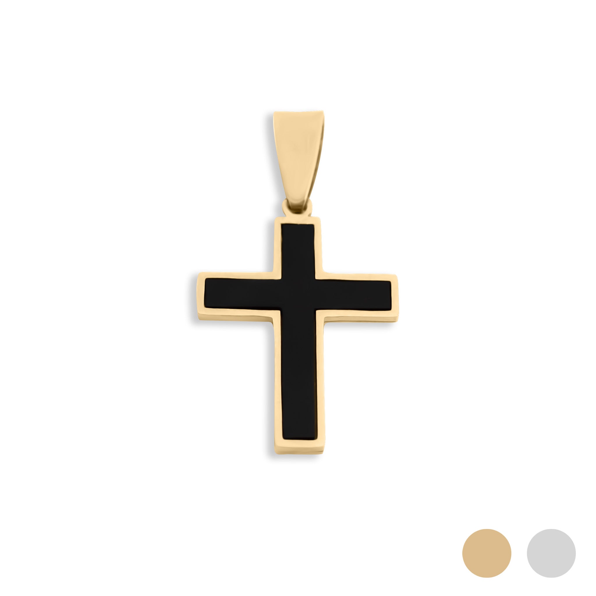 Mens Matte Black Stainless Steel Cross