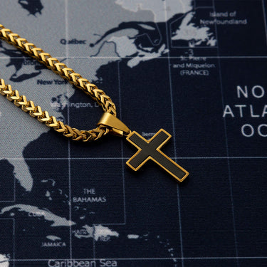 Mens Matte Black Stainless Steel Cross
