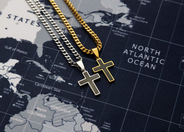 Mens Matte Black Stainless Steel Cross