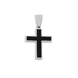 Mens Matte Black Stainless Steel Cross- silver main 
