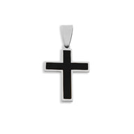 Mens Matte Black Stainless Steel Cross- silver main 