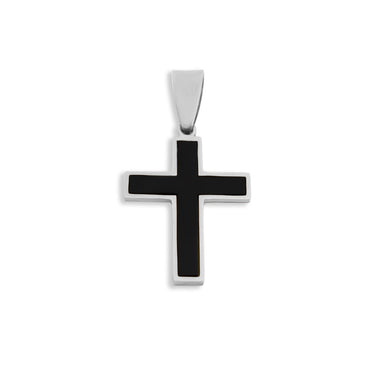 Mens Matte Black Stainless Steel Cross