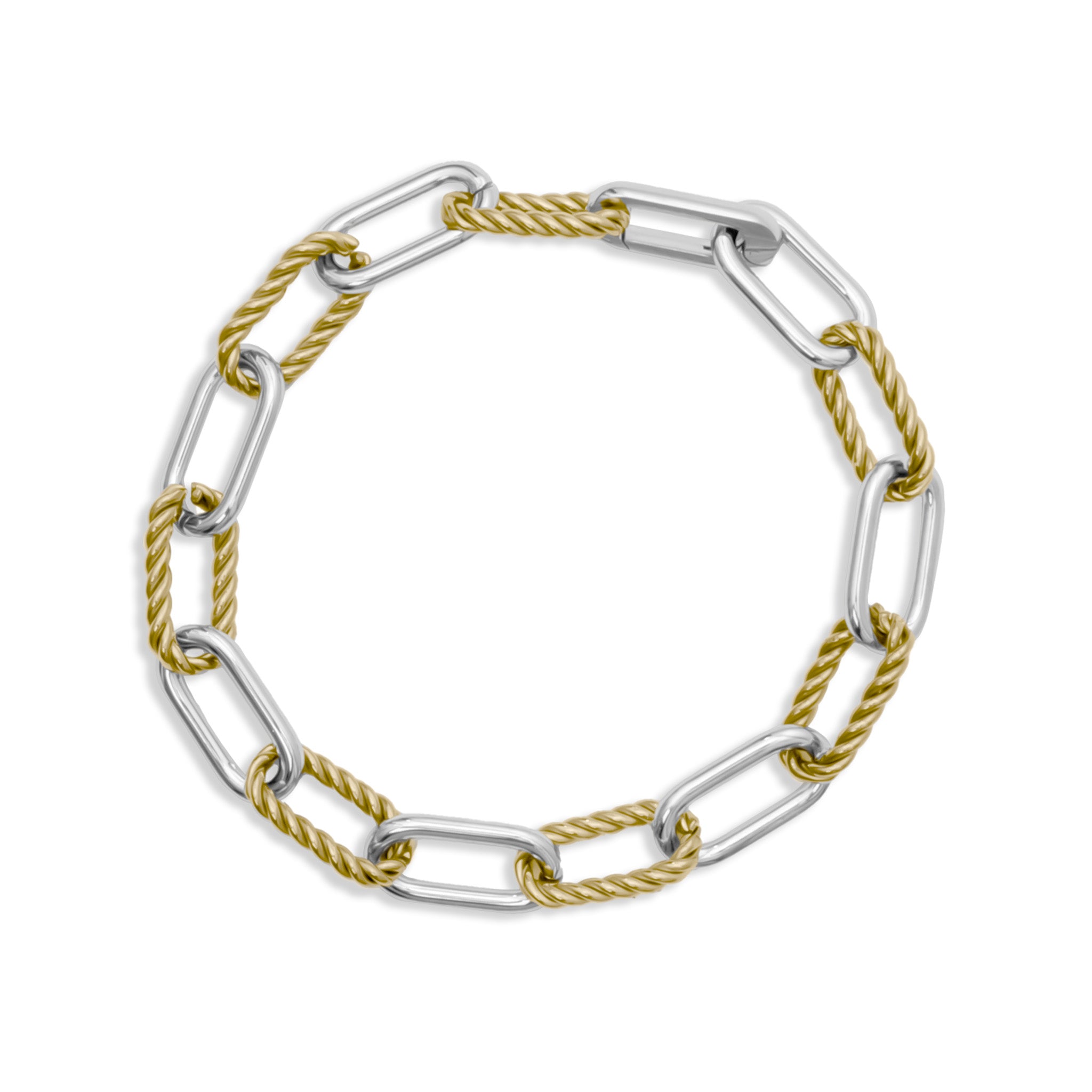 Mens Twist Chain Mixed Metal Bracelet