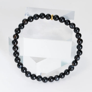18K Gold PVD Stainless Steel Mens Agate Bead Bracelet- studio
