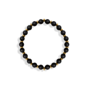 18K Gold PVD Stainless Steel Mens Agate Bead Bracelet / MJD0017