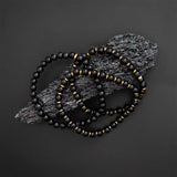 18K Gold PVD Stainless Steel Mens Agate Bead Bracelet- studio