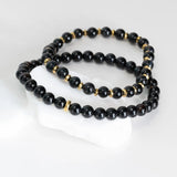 18K Gold PVD Stainless Steel Mens Agate Bead Bracelet- studio