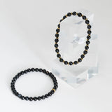 18K Gold PVD Stainless Steel Mens Agate Bead Bracelet- studio 